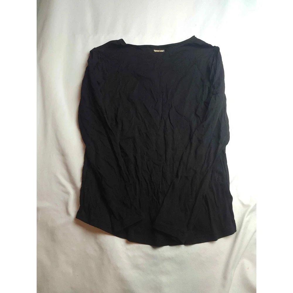 Michael Kors Womens Black Grommet Keyhole Long Sleeve Top Size M